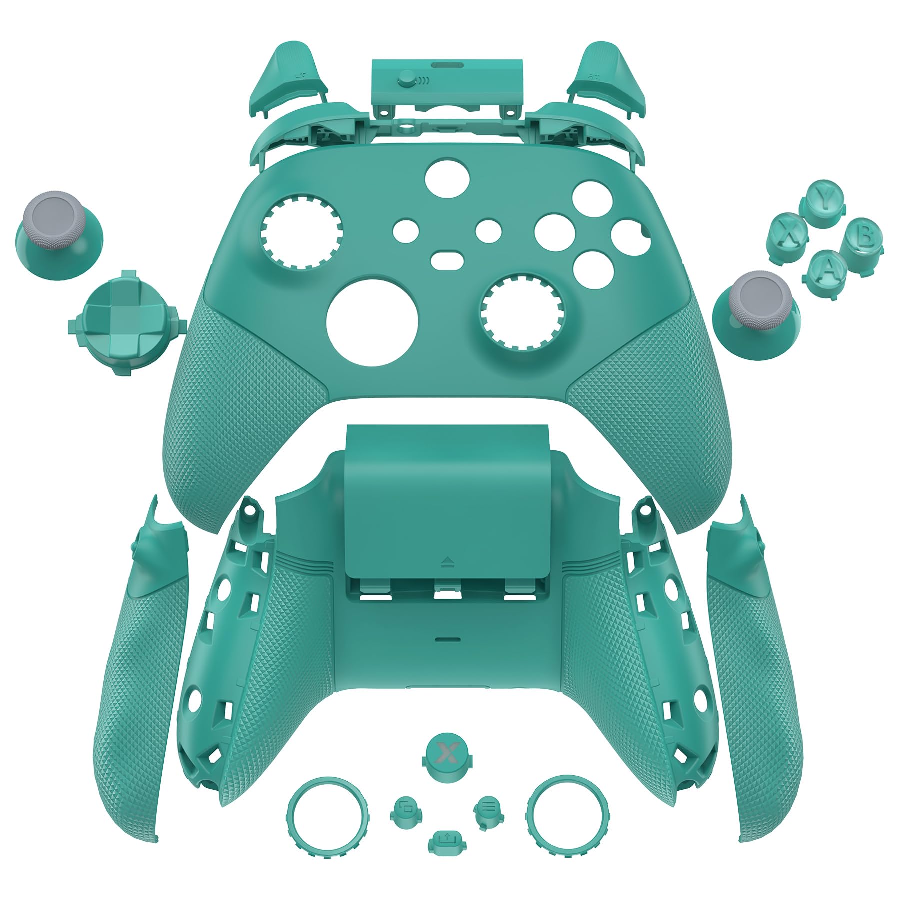 eXtremeRate Custodia Tasti Ricambio per Xbox Series X S Controller,Cover Gomma Impugnatura Trigger Stop,ASR Versione Scocca Frontale Posteriore per Xbox Series S Joystick Model 1914-Verde Petrolio