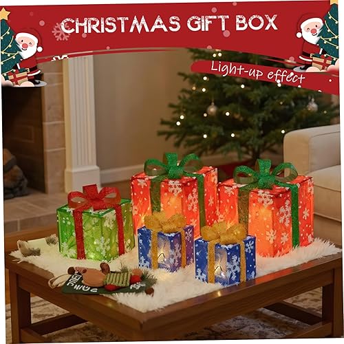 Miniatura 6 de Decoraciones navideñas para interiores, 3 cajas de regalo LED iluminadas, cajas visuales para el hogar, tienda, escuela, oficina, bar, 6, 8 y 10