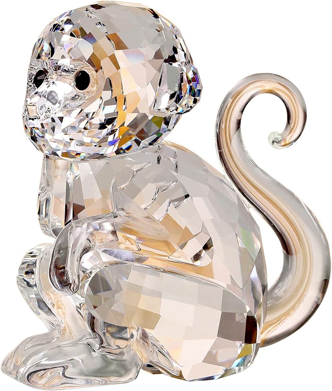 Crystal Little Monkey Animals Lovely Craft Decorations for Home Ornaments Christmas Collectible Birthday Gifts Figurines (White) : Home & Kitchen