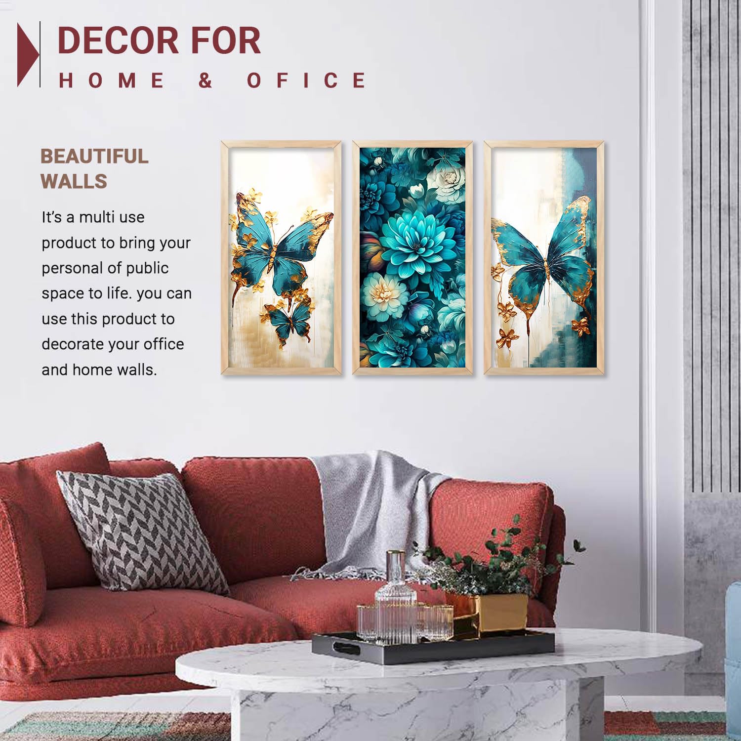Modern Wall Art Paintings - Set of 3 -4 Modern Wall Art Paintings - Set of 3 -4