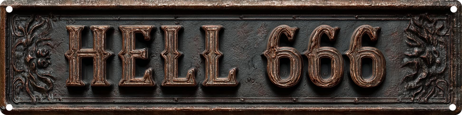 Vintage Tin Sign Retro Metal Hell 666 Signs For Home Decor Stylish Wall Art Plaques Gift For Home Bathroom Kitchen And Gothic Wall Decor In Every Room 4x16 In