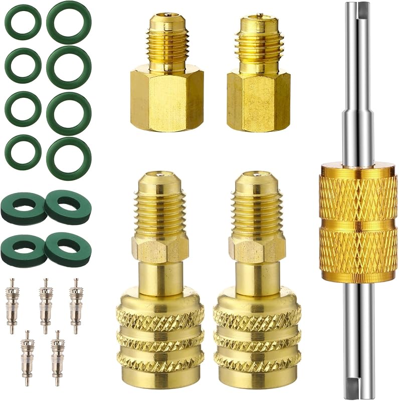 Kit com 18 Adaptadores para Ar-Condicionado R32 R454B, R134a e R12 JaGely com Removedor de Núcleo de Válvula