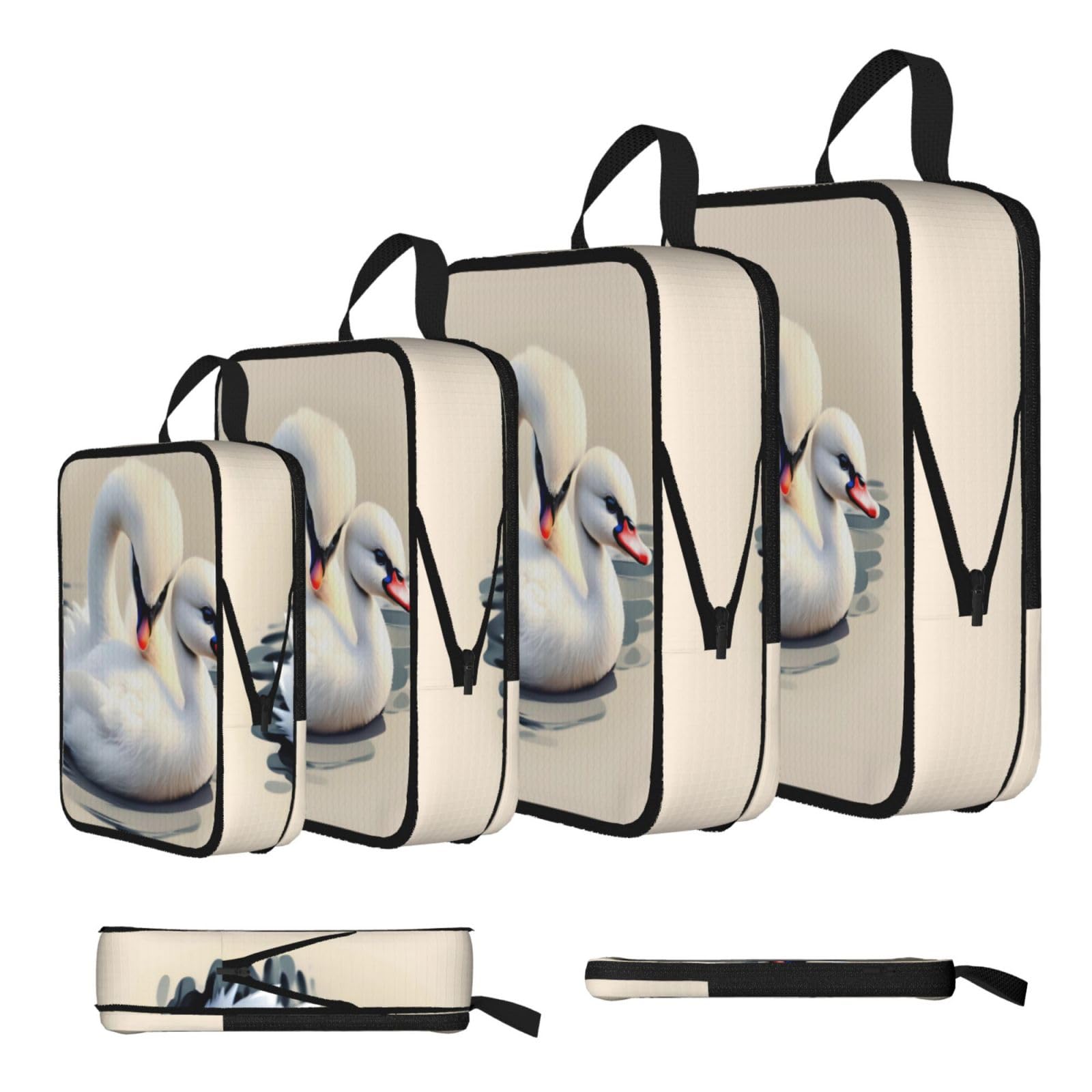 Sxzvvbn Black Cute Little Swan Compression Packing Cubes 4 Piece Set