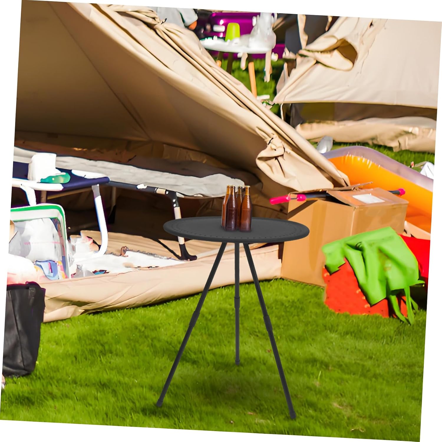 Adjustable Camping Table Portable Picnic BBQ Round Patio Small Foldable Outdoor Table image 2