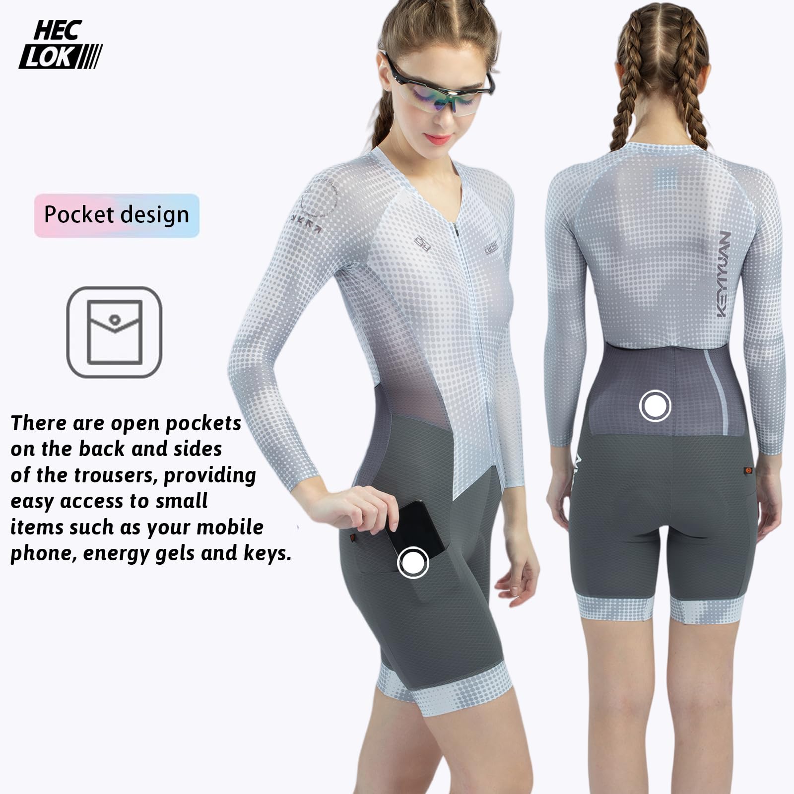 Mono de Ciclismo Mujer para Triatlón con Badana de Alta Densidad, Skinsuit Aero de Una Pieza, Transpirable y de Secado Rápido con Protección UV, Ideal para Ciclismo de Carretera, Triatlón
