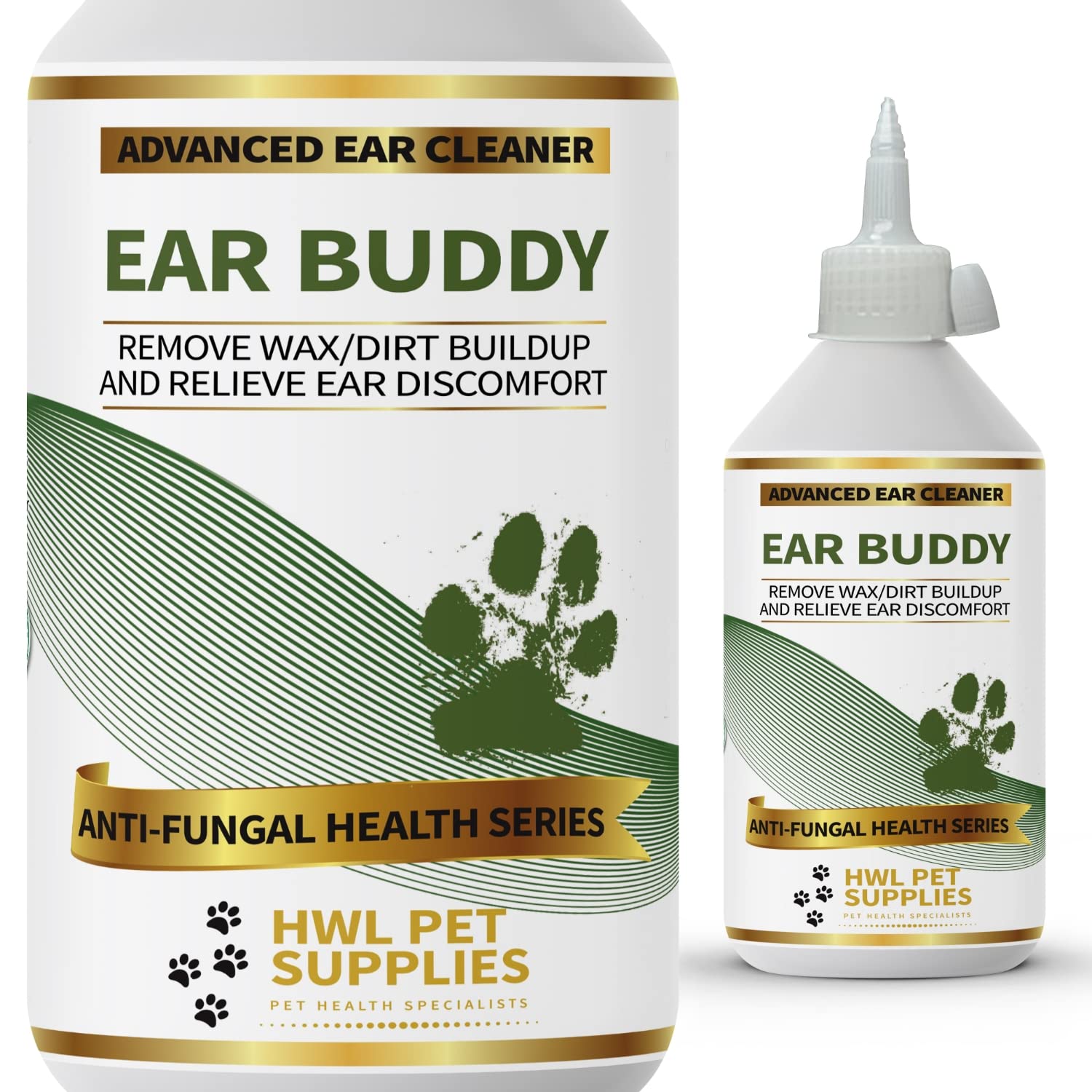 HWL Pet Supplies - Advanced Dog Ear Cleaner - Dog Ear Drops - Cat Ear Cleaner - Stops Head Shaking & Reduces Ear Odour - Ear Drops For Dogs - Ear Cleaner Dog - EAR BUDDY - Made In UK