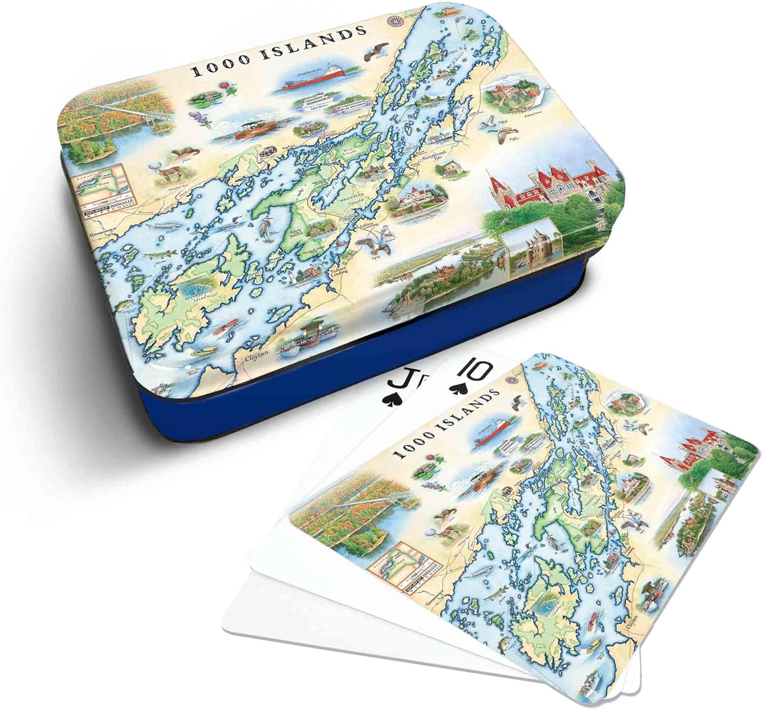 Xplorer Maps 1000 Island Map Standard 52-Deck Playing Cards - Official Vegas Poker Size