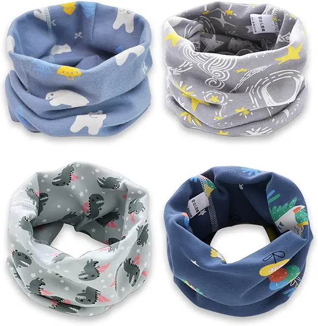 Braga Cuello Bebé: 4Pcs Bufanda Tubular Algodón para Niños 0-8 Años Otoño Invierno