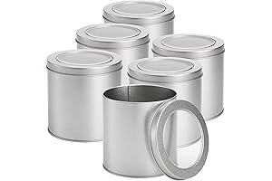 Tosnail 6 Pack Round Metal Tins Canister with Window Top Lid, 17...