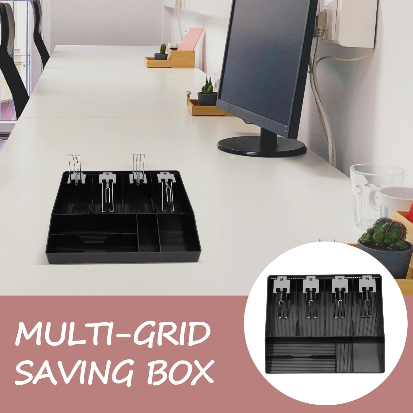 Portamonete Multi-scomparto Per Registratori Cassa Organizer Denaro Con Clip Per Supermercati e Negozi Facile Accesso Contanti e Monete