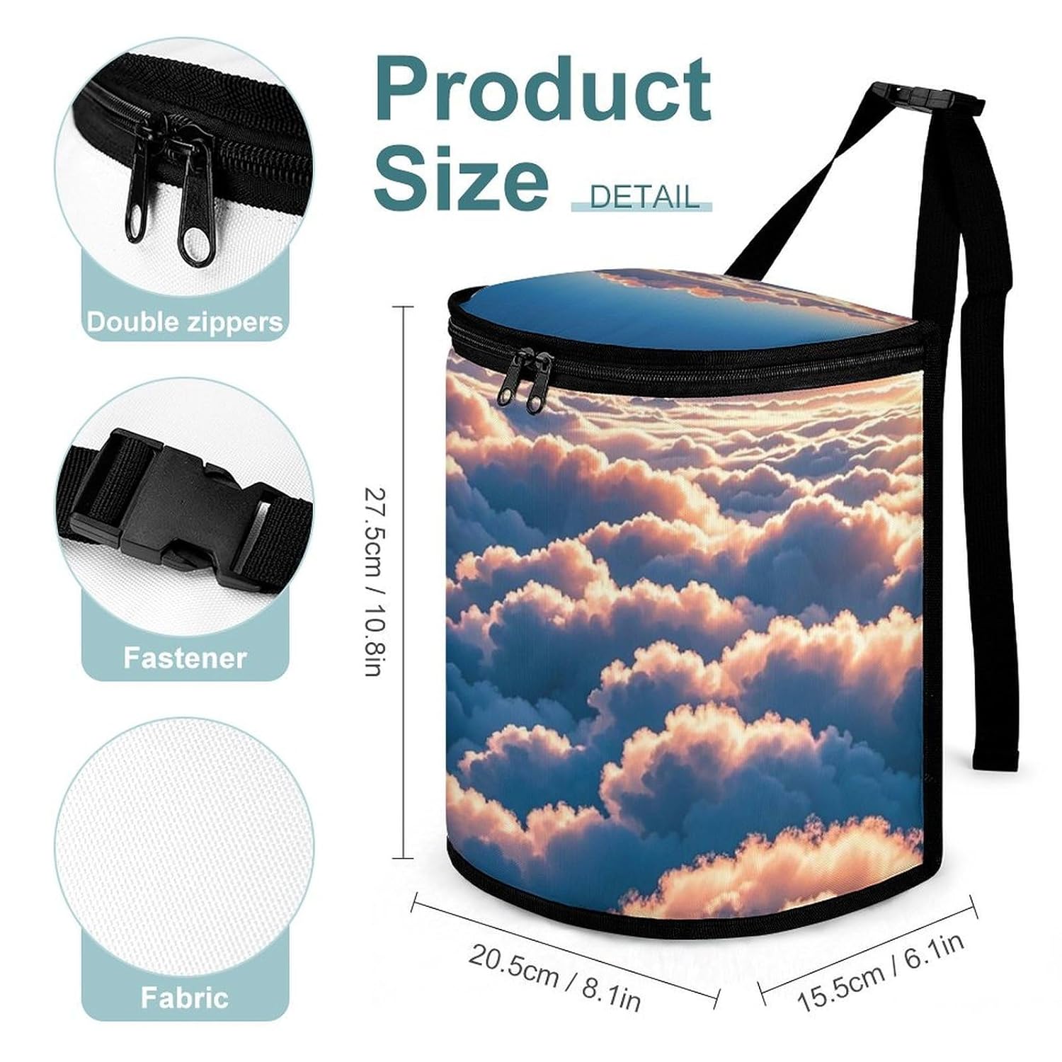MUSM Leakproof Car Trash Can 2.5 Gallon, Durable Automotive Garbage Bag with Waterproof Liner, On Top of The Cloud Trash Bag for Car, Truck, RV & Bathroom