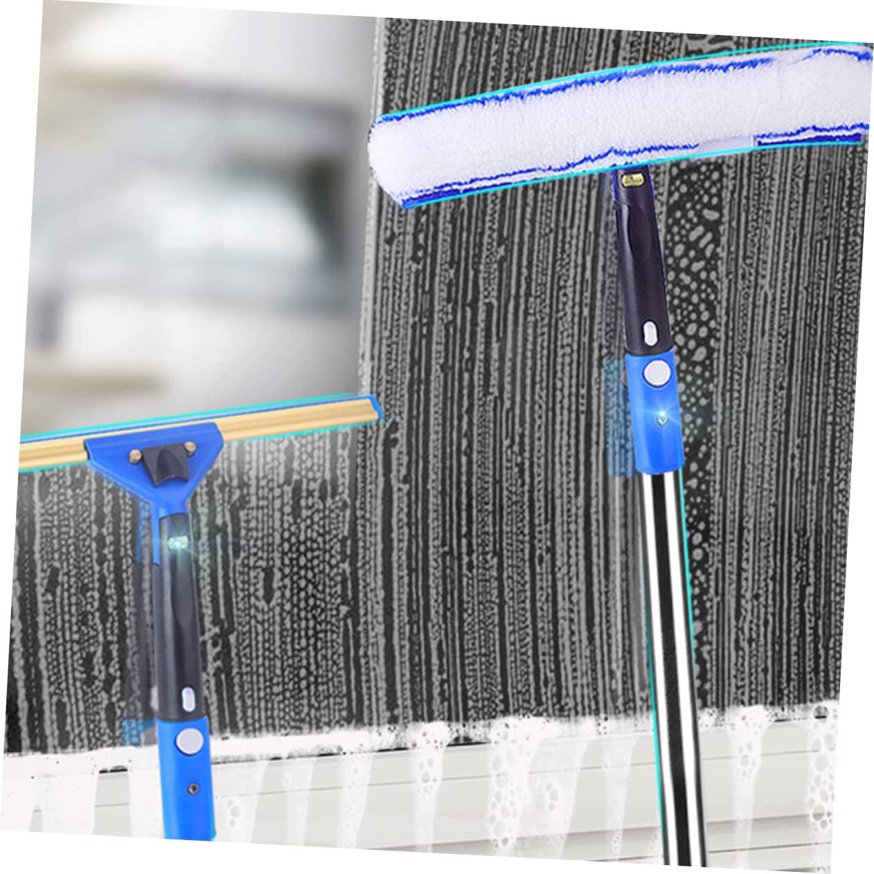 Gatuida Rasqueta Extensible para Limpieza de Ventanas con Mango Antideslizante y Paño Microfibra para Puertas Correderas Ducha y Cristales Kit Práctico y Duradero