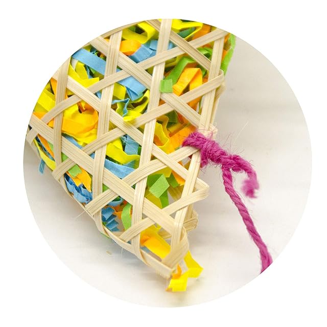 Foto 6 de 8 de FUXIU 5 bolsas de juguetes para pájaros, papel triturado colorido, pico, pico, relleno, juguete de forraje