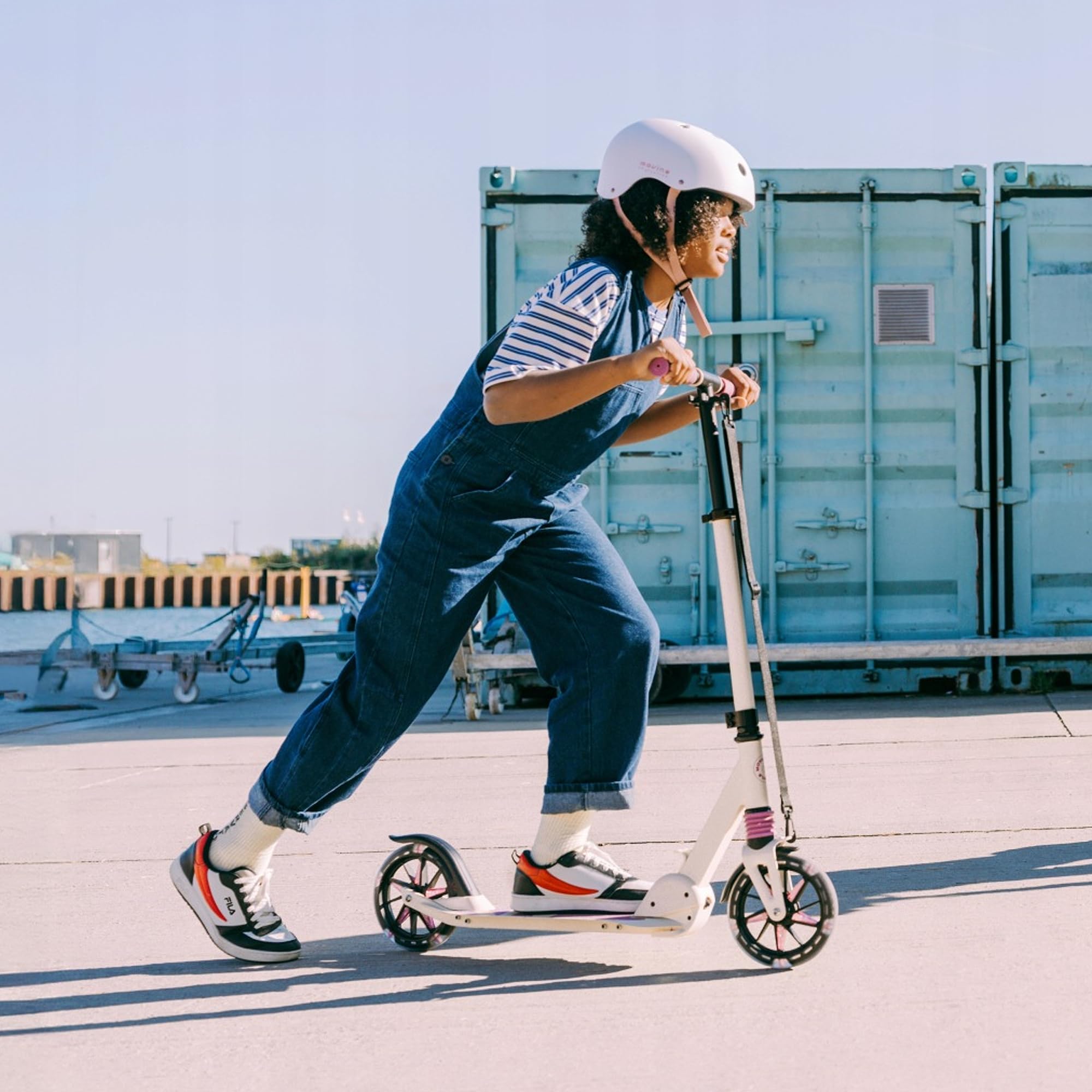 Movino Monopattino Urbano per Bambini e Adulti - Pieghevole - Scooter con Ruote LED Grandi 180 mm - Manubrio Regolabile - fino a 100 kg - City Light