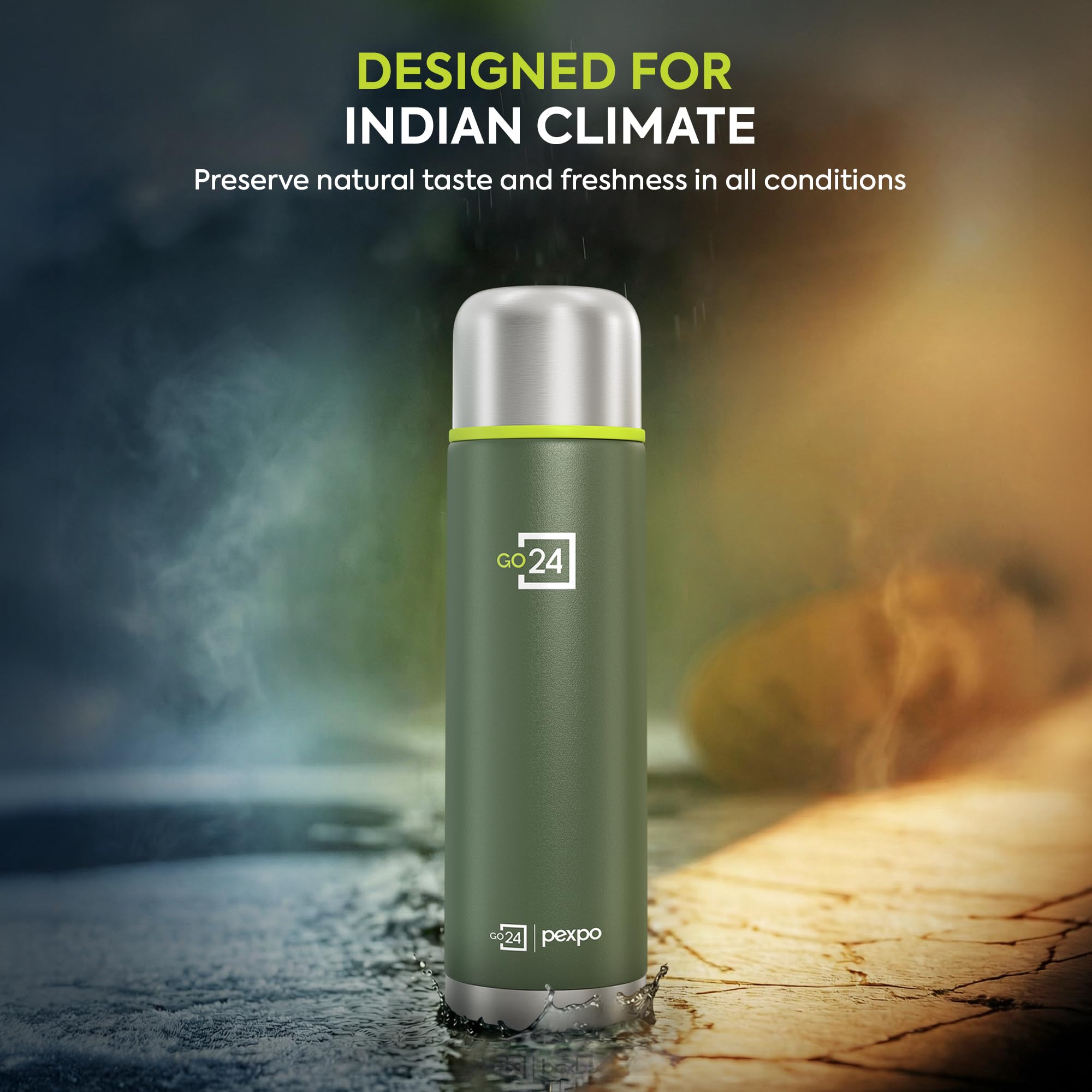 Flamingo Stainless Steel Water Bottle - Military Green -5