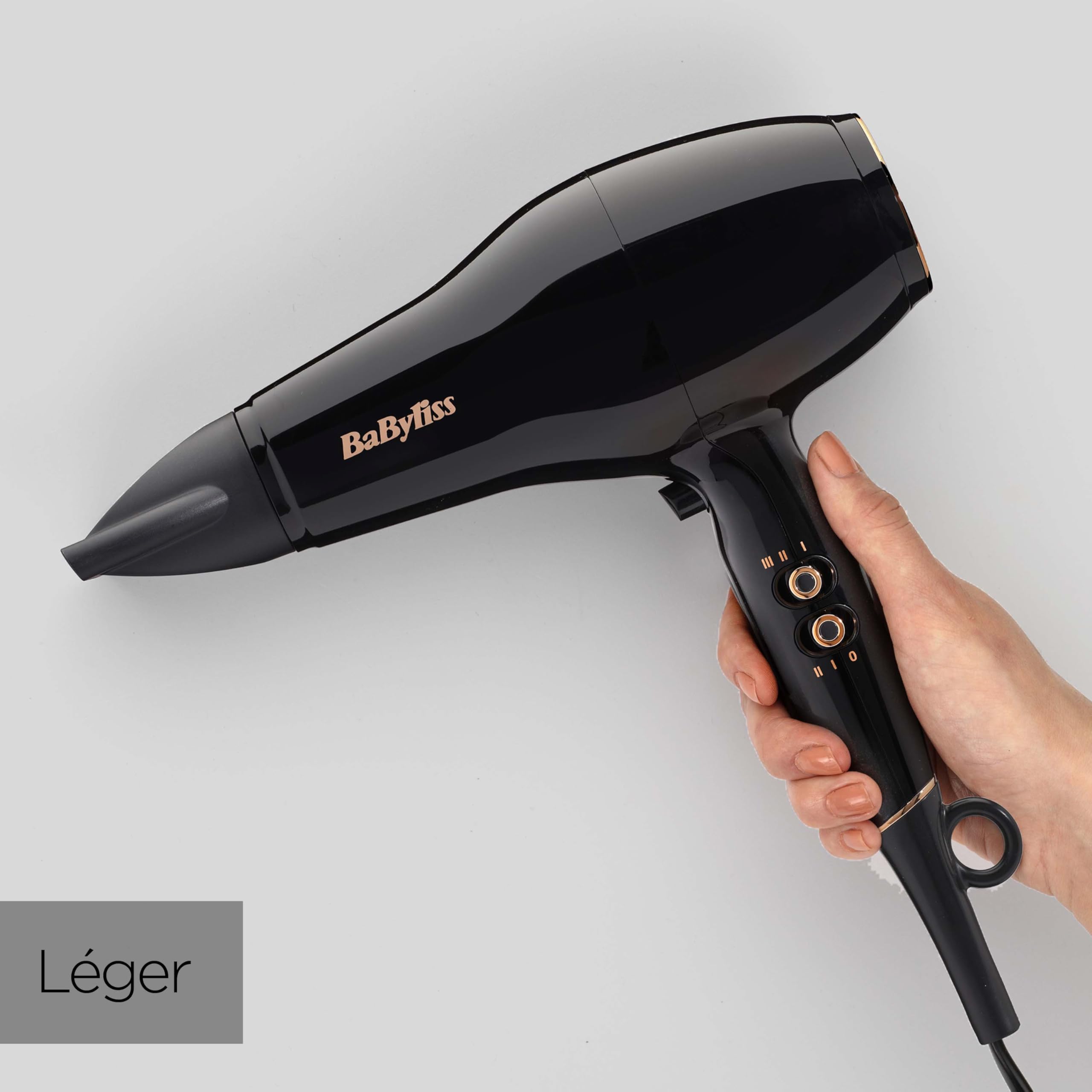 BaByliss Sèche-cheveux Pro Power - Sèche-cheveux puissant de 2300W, Moteur AC Professionnel, Technologie Ionique Anti-Frisottis, 3 réglages de température & 2 réglages de vitesse, Noir, D5245E