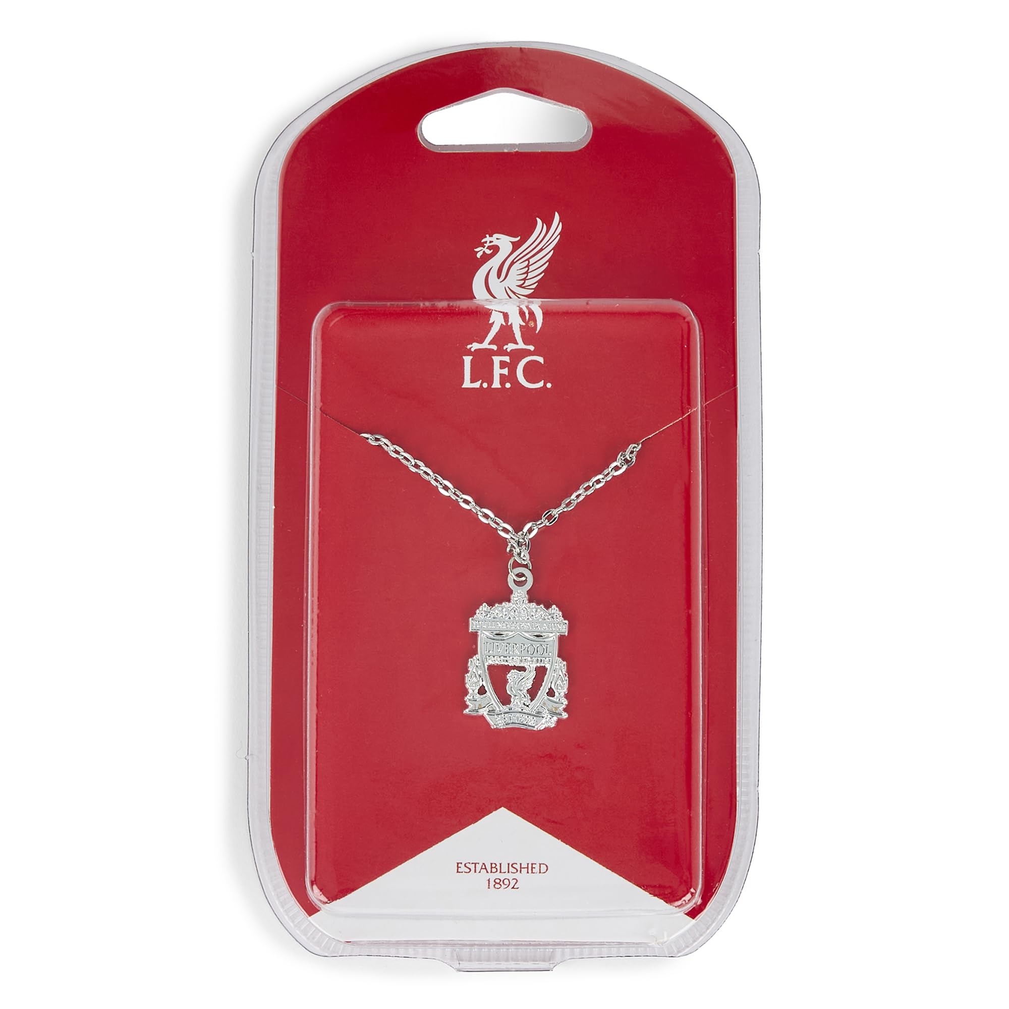 Licencjonowany naszyjnik FC Liverpool z zawieszką herb, łańcuszek srebrzony, akcesorium LFC dla mężczyzn