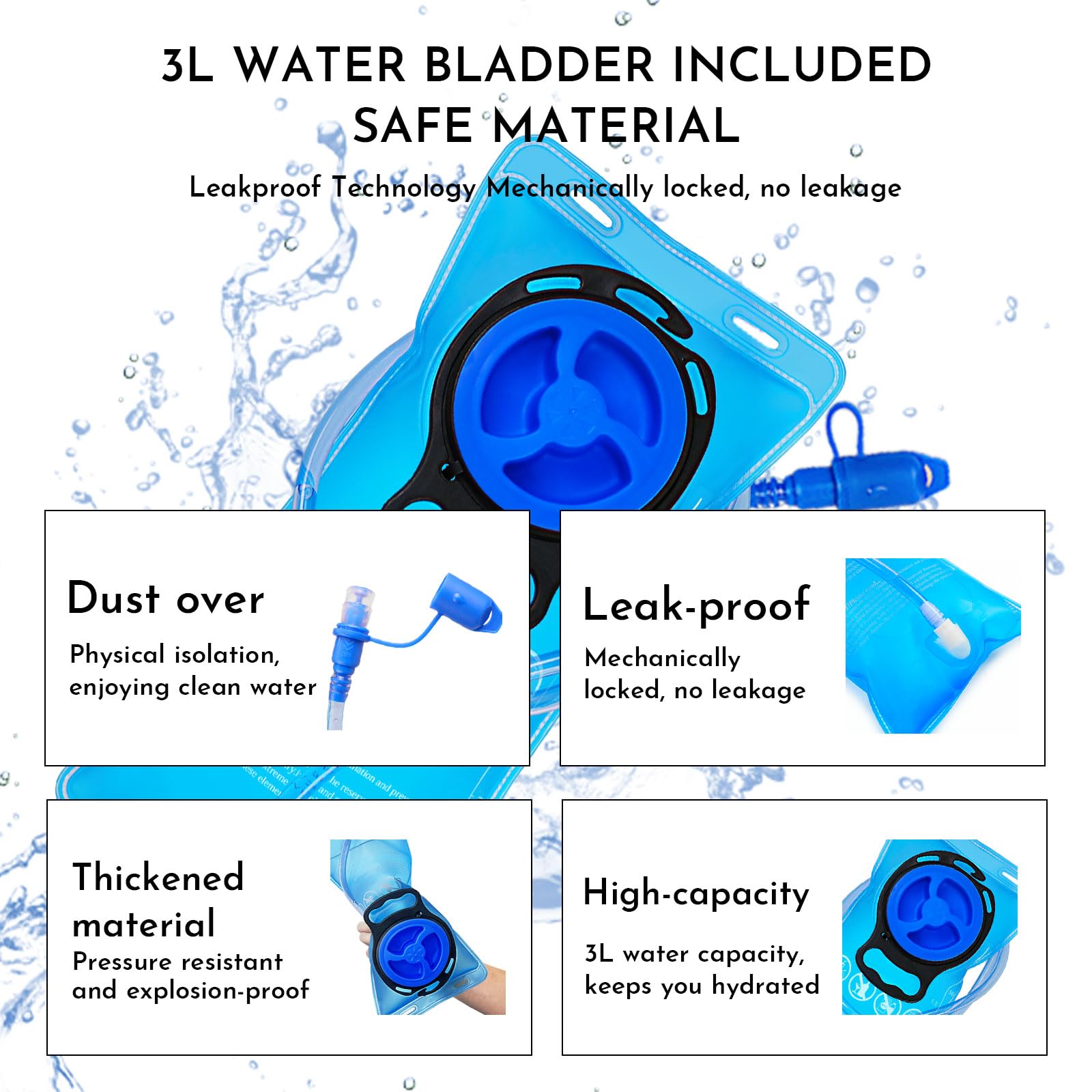 Zavothy Transparenter Rave Trinkrucksack - Trinkrucksack - Hydropack mit 3L Blase - Wasserrucksack für Festivals, Wandern, Laufen, Radfahren und mehr