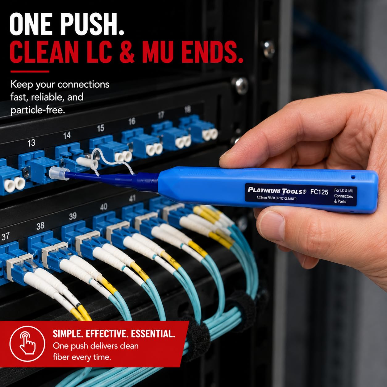 Platinum Tools Limpiador de fibra óptica FC125 de 1,25 mm para conectores LC y MU