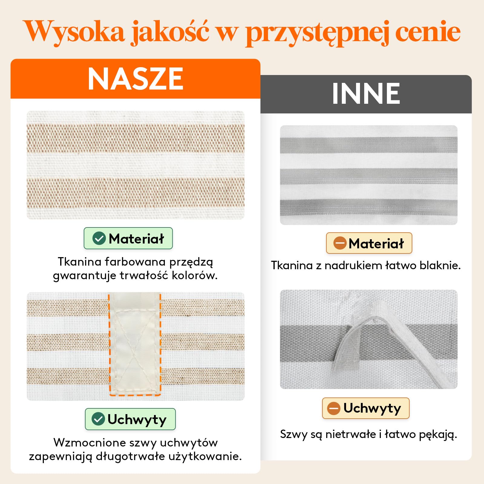 Lifewit Kosz na pranie, 75 l, duży kosz na pranie, składany pojemnik na pranie, wodoszczelny, pojemnik do sortowania prania, z uchwytami, na ubrania, ręczniki, zabawki, beżowy