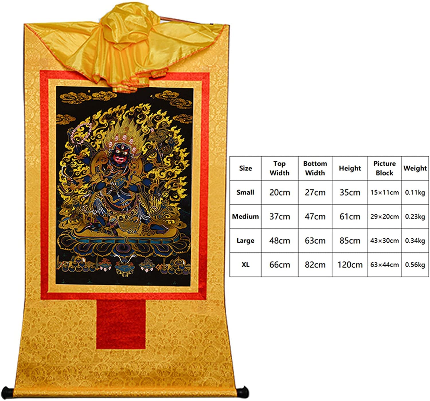 Gobelin Thangka, buddyjska statua malarstwa Buddy, gobelin Buddy ze zwojem, sześcioramienna mahakala, bóstwo obrońcy, tybetańska statua Buddy malarstwa artystycznego, gobelin Buddy ze zwojem, typ czarny