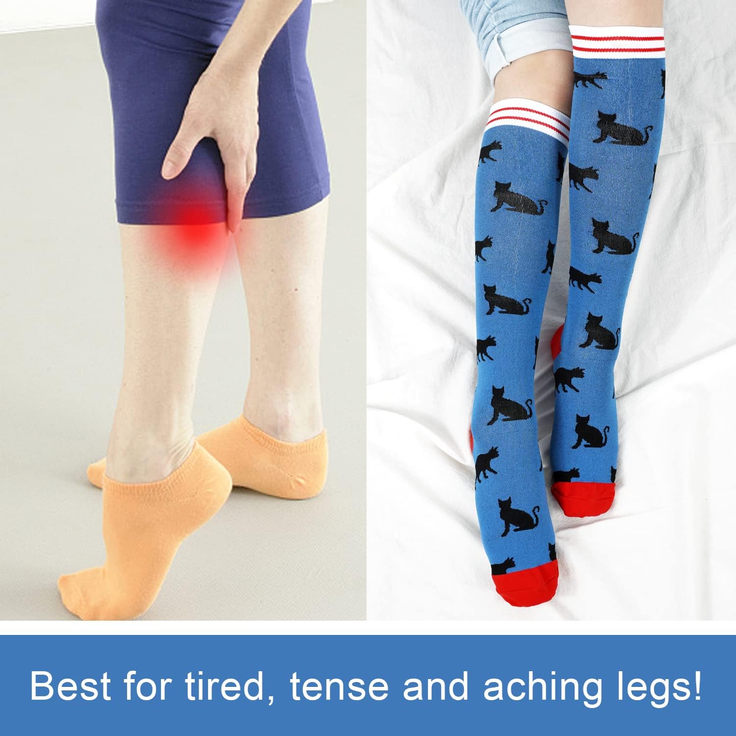 Junely 3 Pairs Compression Socks for Women Knee High for Running Athletic Nurses Work Support Travel Flight Sports - Image 4