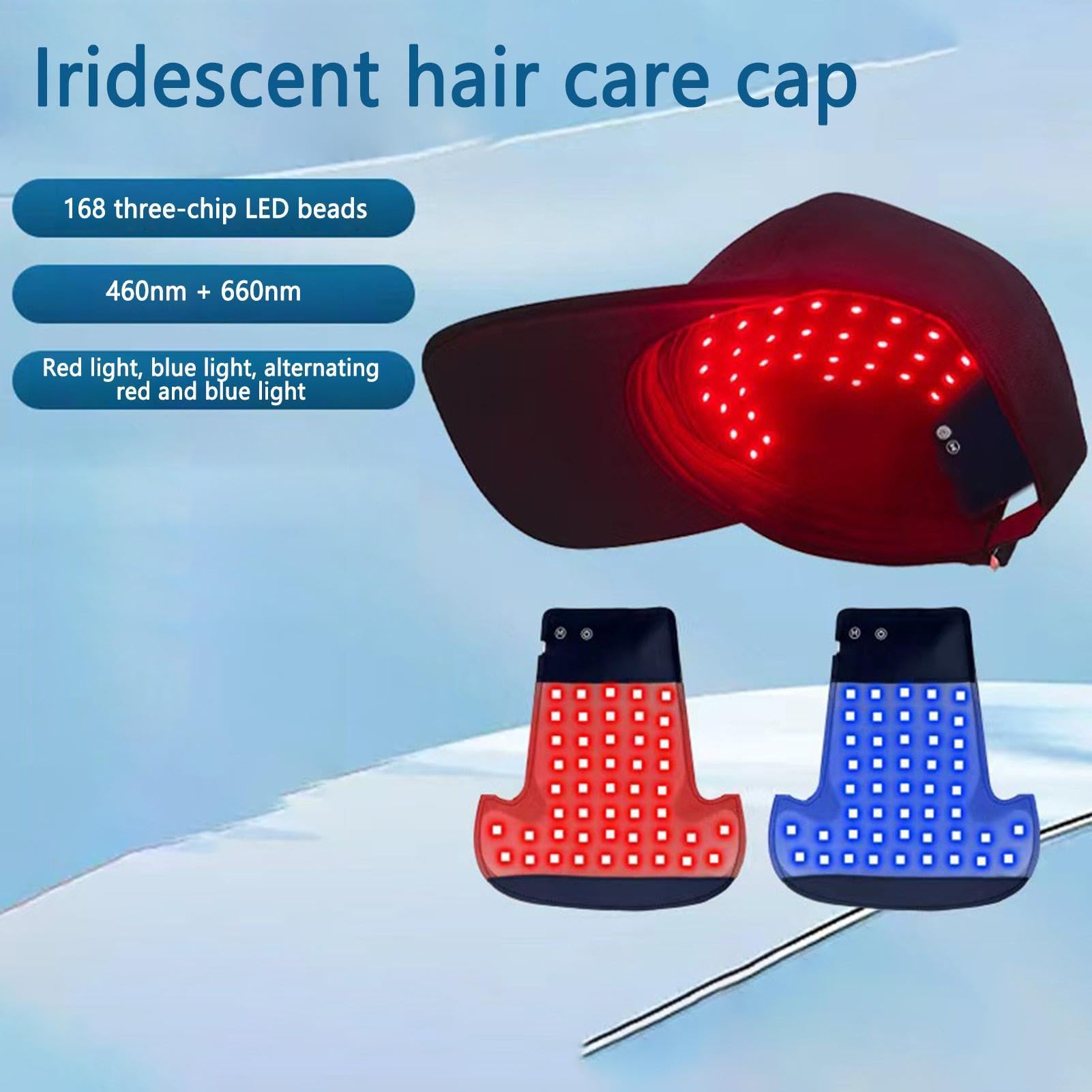 Rotlichtkappe für Haarwachstum, 450 nm/660 nm, LED-beruhigendes Pflegegerät, rote Lichtkappe, für den täglichen Gebrauch, Freizeit, Damen, Herren, Zuhause, Reisen