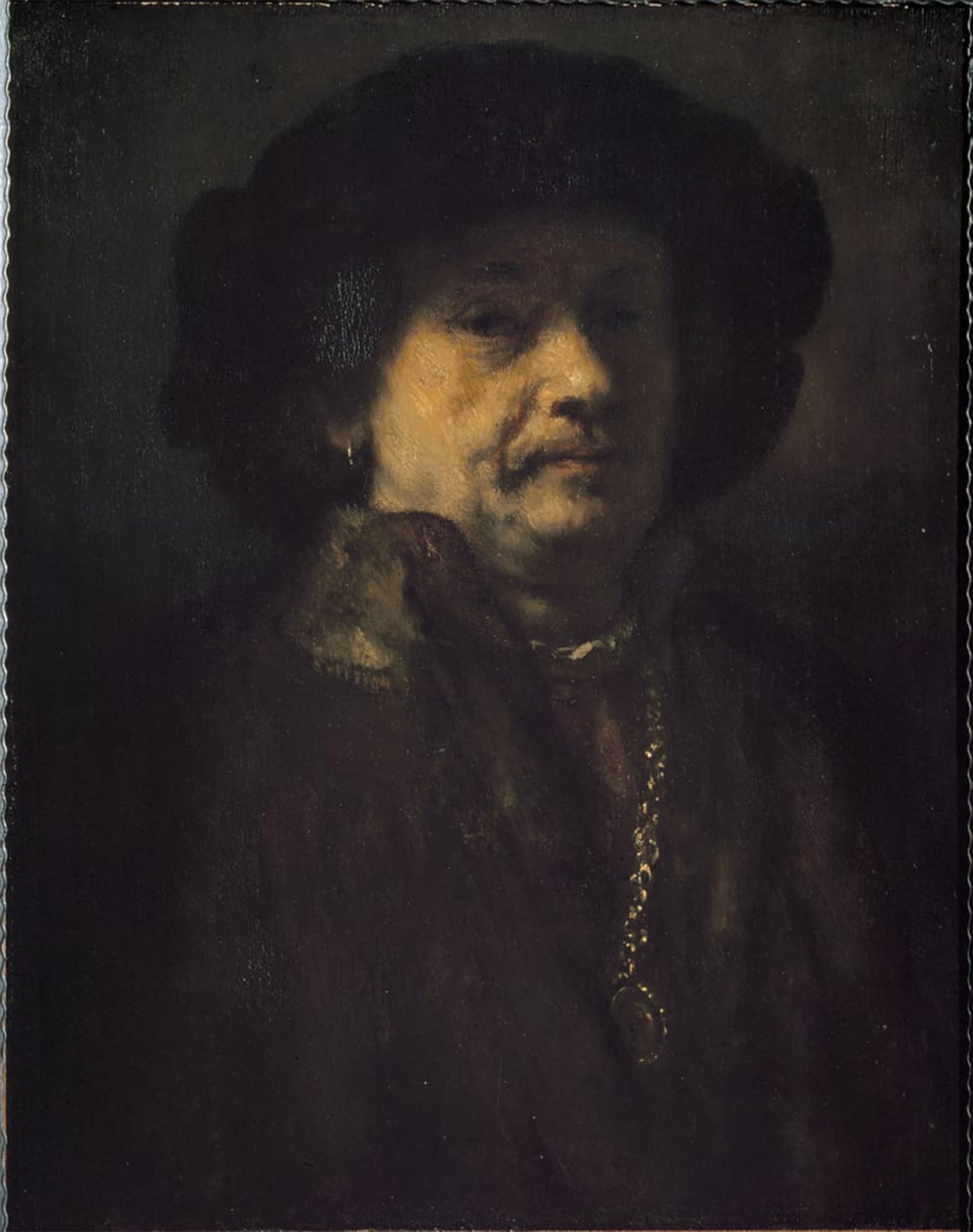POSTERIIk Famous Animal Posters Vintage Picture Self-portrait with earring and gold chain by Rembrandt van Rijn Modern Wall Decor for Home Decor 60x90cm
