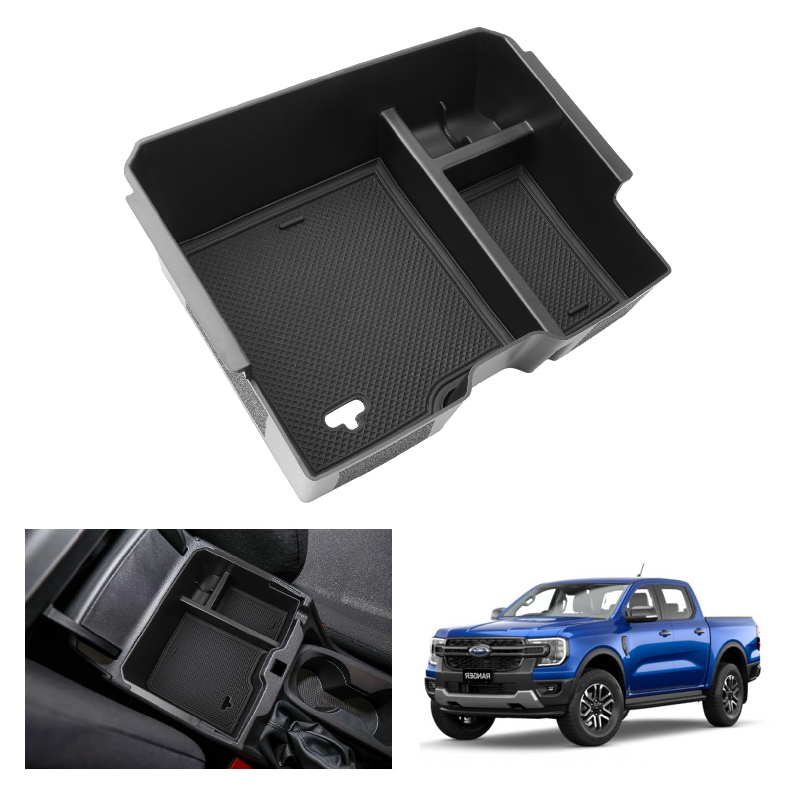 GAFAT Kompatybilny z Ford Ranger T9 2023 2024 2025 Konsola Środkowa Pudełko do Przechowywania, Ranger T9 Raptor Wildtrak XLT Organizer na Rękawiczki, Ranger 2024 Akcesoria (Ręczny Hamulec)