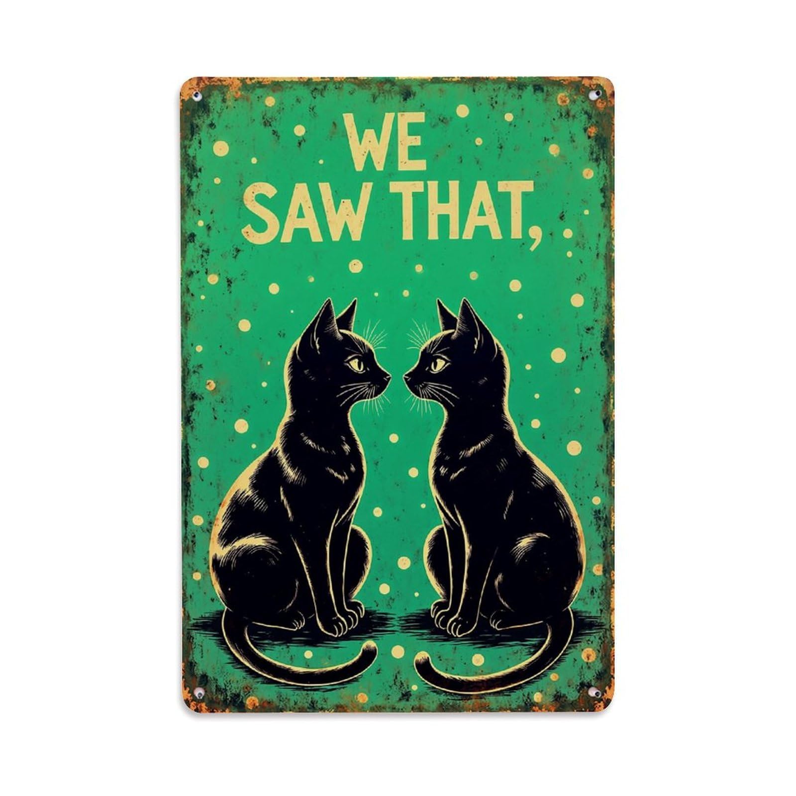Nestemfo Vintage Two Black Cats Sitting Tin Sign Metal Sign, Living Room,Bar, Home, Bedroom Wall Decor,Retro Metal Poster 8X12 Inches