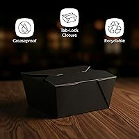 Vista 4 de Restaurantware Contenedor desechable para llevar, 30 oz / #1, negro