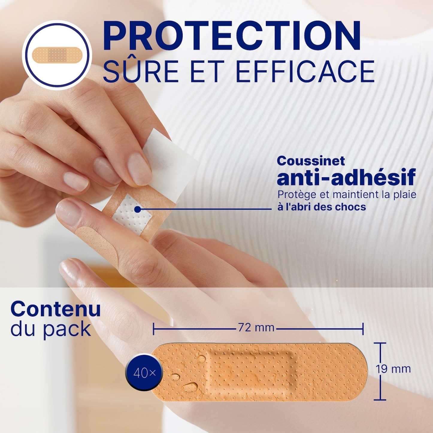 HANSAPLAST UNIVERSAL - Pansements Prédécoupés - Résistants à l'Eau et à la Poussière - Pansements Couleur Chair - 40 Pansements Taille Moyenne — vue 3