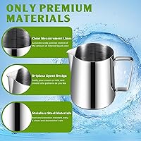 Vista 3 de Dandat 4 jarras de espuma de leche para café expreso, 12 onzas, acero inoxidable, vaporizador de leche, jarra espumadora para expreso, arte