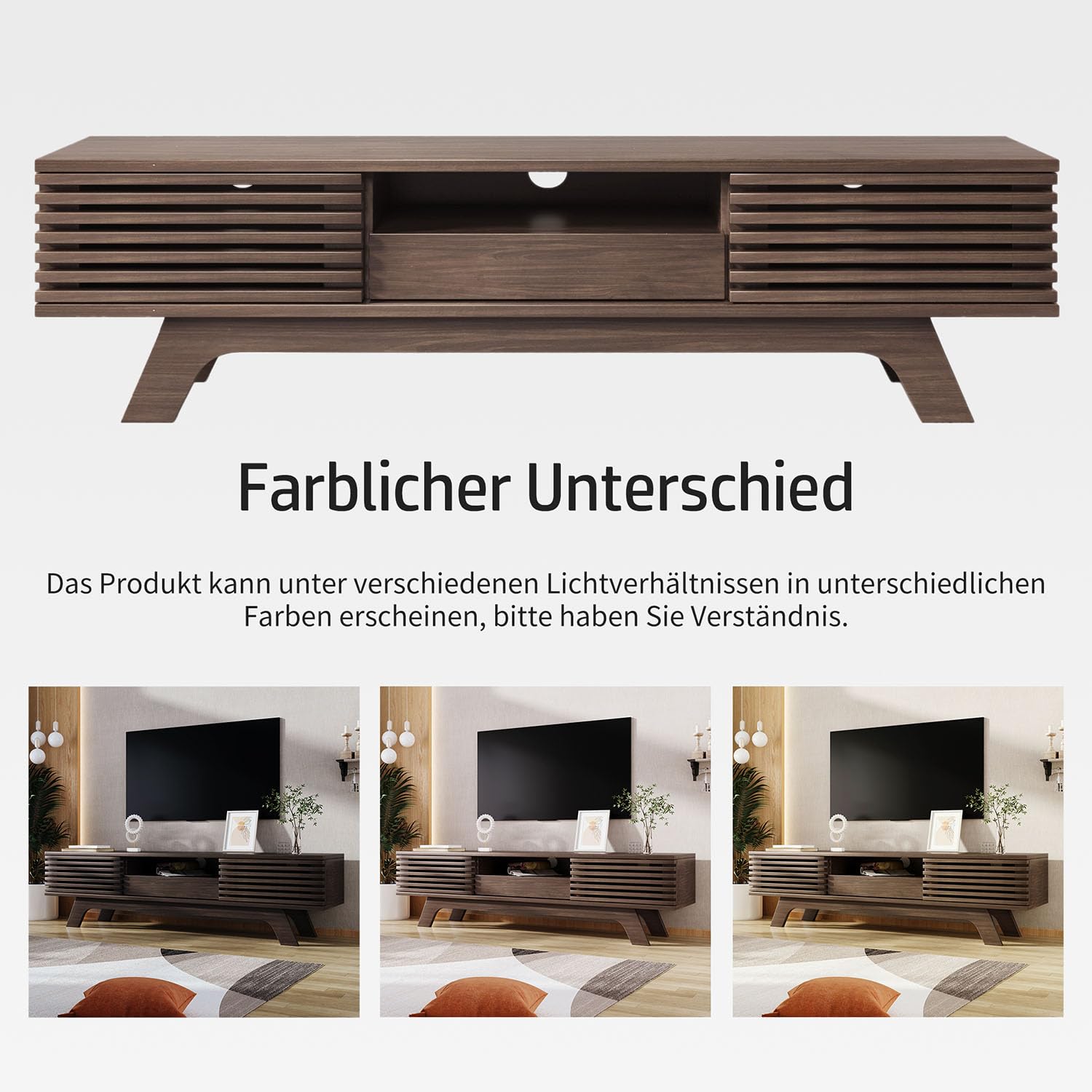 150 × 35 × 44 cm - Meuble TV Bois avec Tiroir Et Portes - Table Television Salon, Design Vintage, Rangement Multimédia avec Gestion des Câbles - Meuble Bas pour Salon