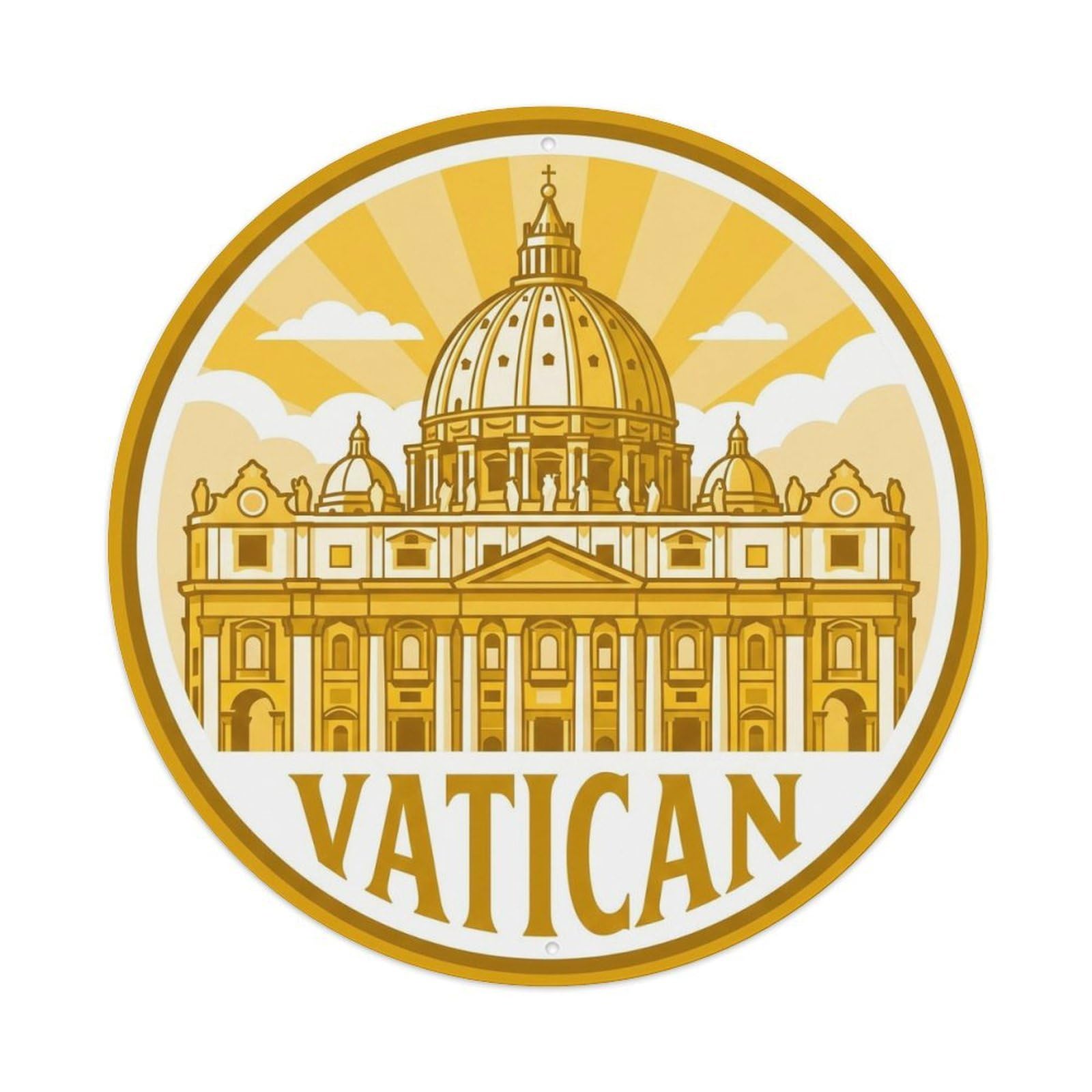 Italy Basilica Destination Scenery Adventure Landmark Metal Tin Sign Plaque Wall Decor for Cafe, Man Cave, Club Bar, Office, Home Garden Round Metal Poster 8x8Inch