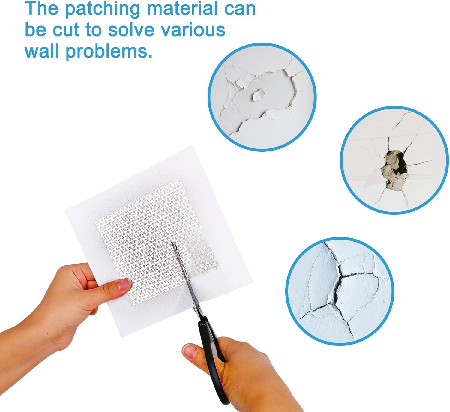 Dry Wall Patch Kits, 10 PCS Self-Adhesive Drywall Repair Kit of 2/4/6 Inch, Sturdy & Easy to Use for Wall Repair