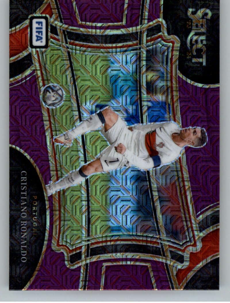 2023-24 Panini Select FIFA Purple Mojo PRIZMS #241 Cristiano Ronaldo Portugal Field Level Official Soccer Card in Raw (NM or Better) Condition