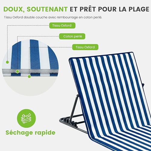 Palawano Sun Lounger for Garden & Beach - Adjustable 5-Position Beach Mat, Lightweight & Portable Lounger Mat for Pool, Picnic & Outdoor - 3