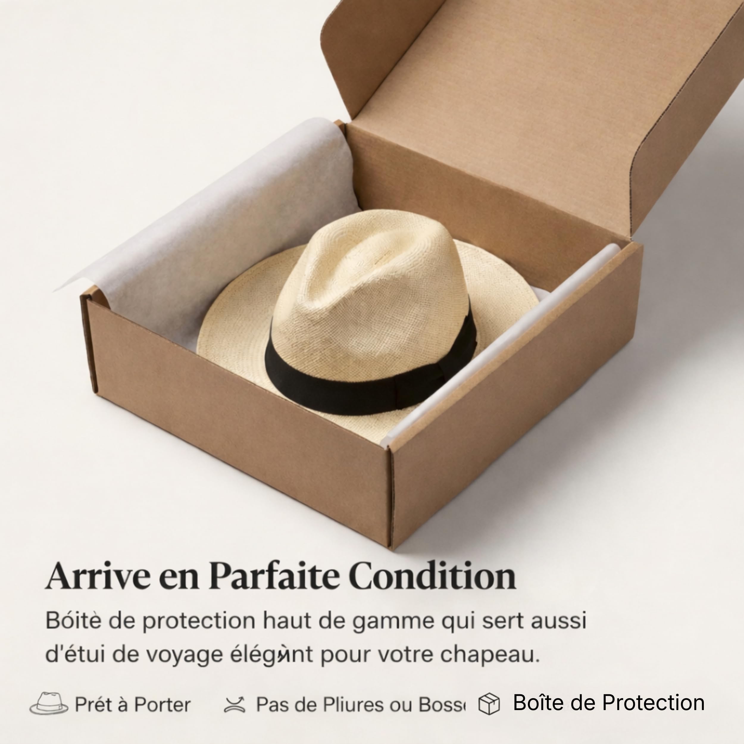 Gamboa Original Chapeau Panama Homme Femme Protection Solaire UPF+50 e Paille Solei