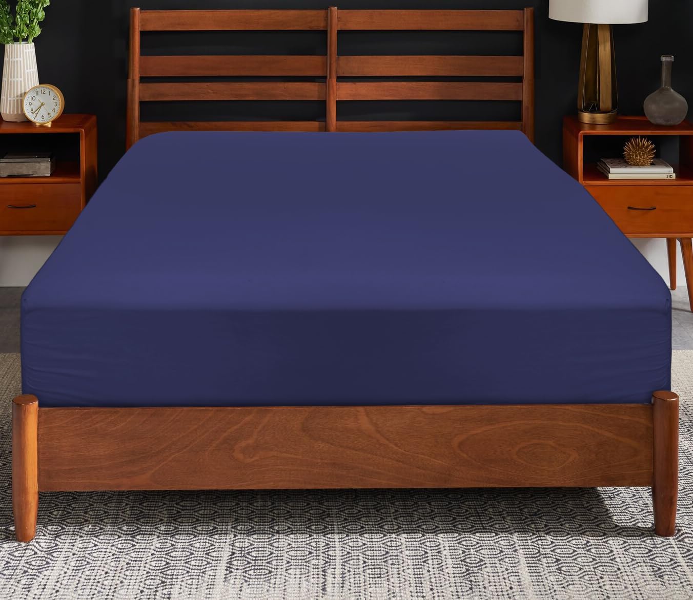 Cotton Rich Fitted Sheet Only, King Size, Hotel Quality Breathable Fitted Bed Sheet