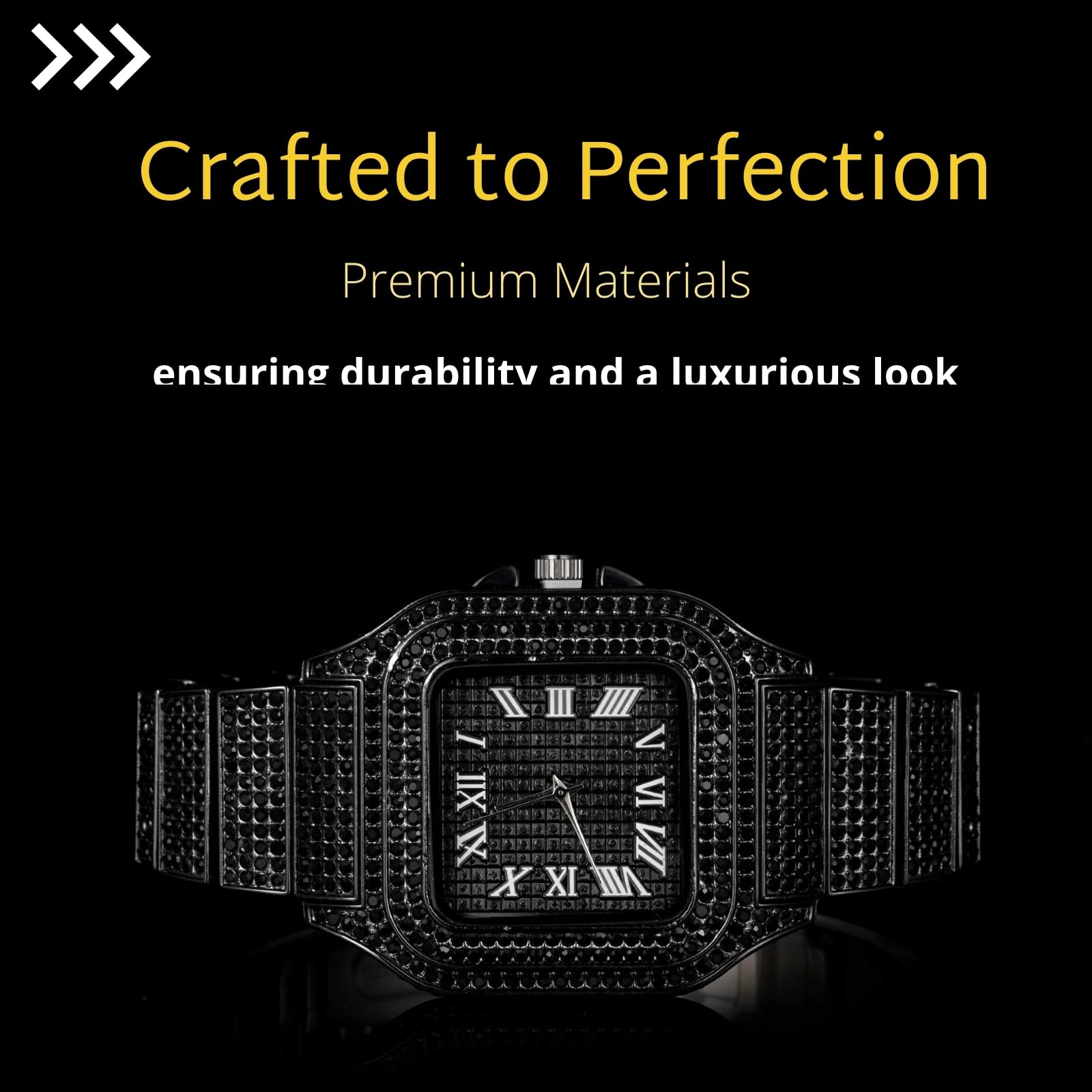 Halukakah Reloj de Oro con Diamantes para Niños,Adolescentes,Chicos - Chapado en Oro 18K/Platino,Esfera Cuadrada 40mm,Cuarzo Japonés - Longitud 20cm,con Herramienta de Ajuste - para Cumpleaños,Fiestas