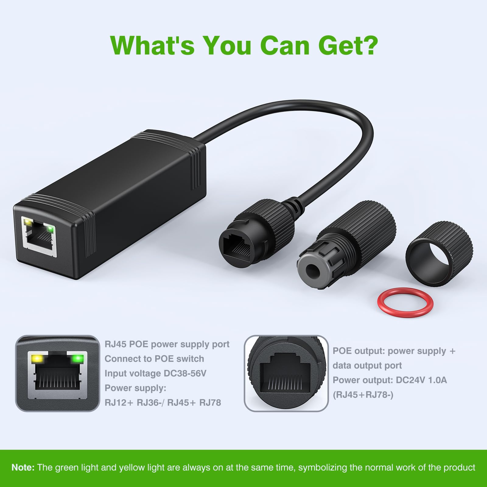 51W PoE Splitter 51W Gigabit PoE++ Splitter - Converts To 12V/24V DC ...