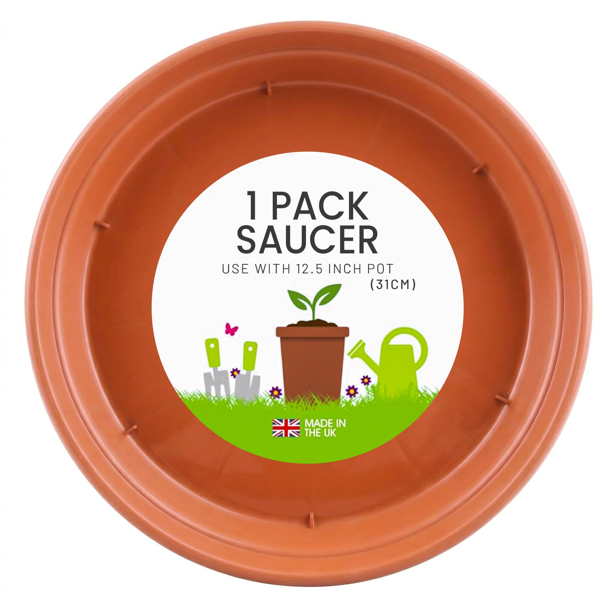 ANGIX Terracotta Plant Saucers for 31cm Pot, Heavy Duty Plastic Flower Pot Drip Trays for Indoor & Outdoor Plants, Garden Plant Pot Saucers/Water Trays - Surface Protection for Household Plants