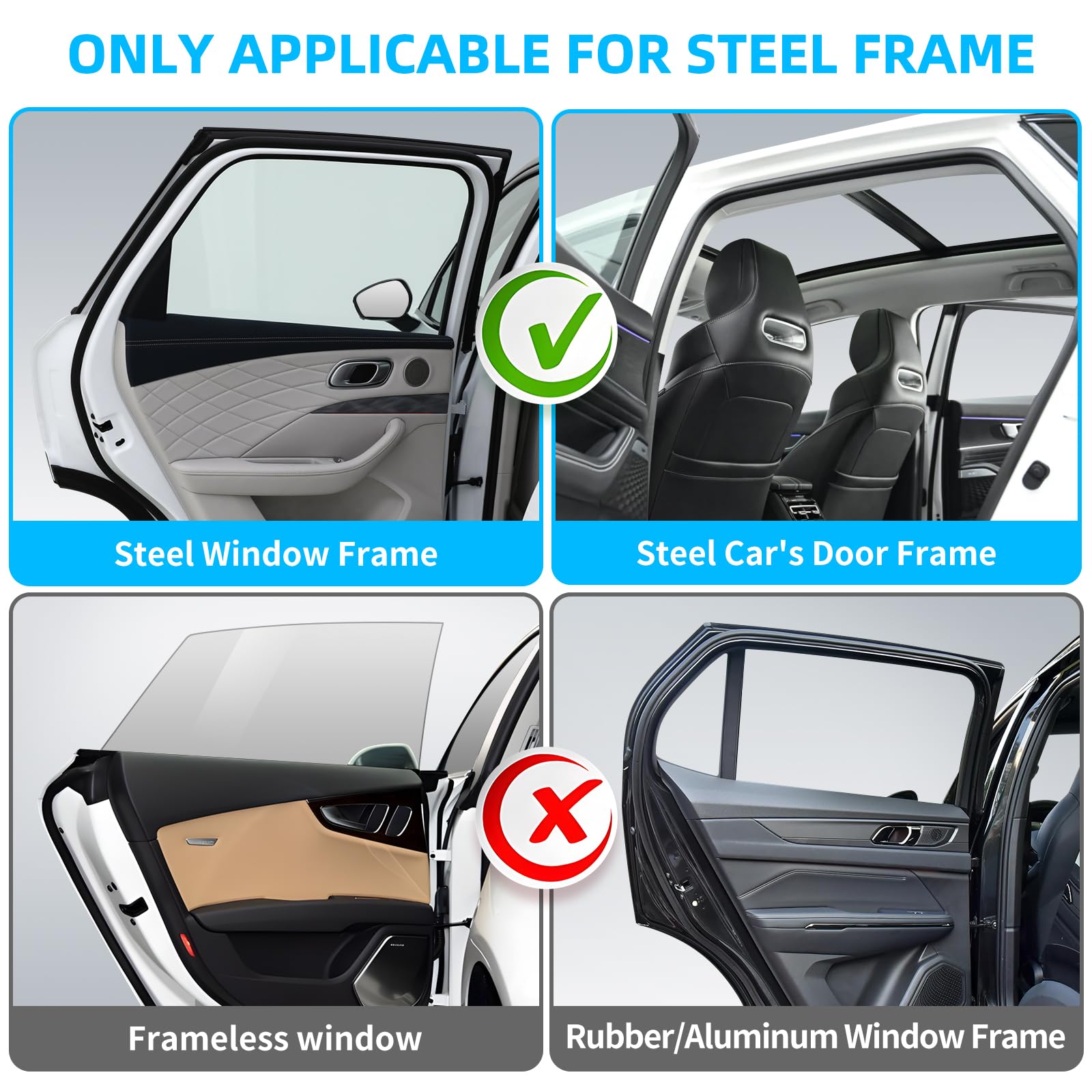 Lot De 4 Rideaux De Protection Solaire Magnétiques Pour Voiture - Protection Solaire Pour Bébé - Avec Protection Uv - Pour Voitu - Auto