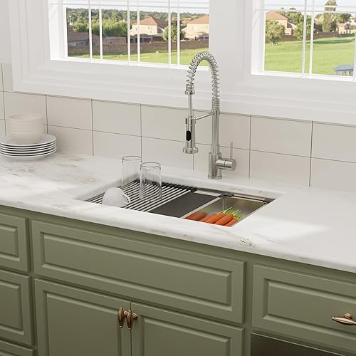 Miniatura 3 de Fregaderos de cocina de 27 x 19 pulgadas con repisa para fregadero de cocina de un solo tazón de acero inoxidable calibre 16 con accesorios