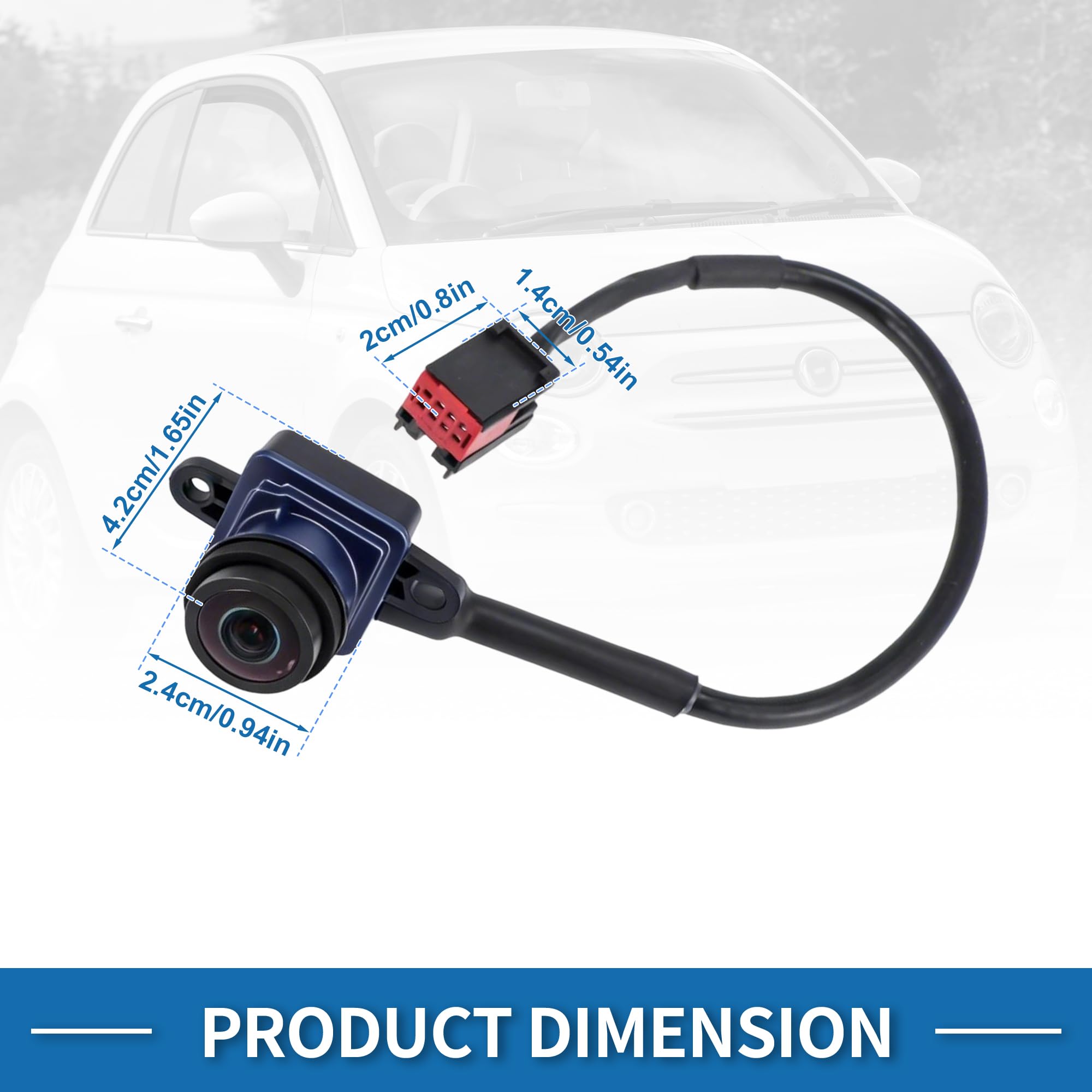 A ABSOPRO Cámara de Visión Trasera para Fiat, OE 7355951810 | Cámara de Marcha Atrás, Clasificación de Impermeabilidad IP68, Ángulo de Visión 170°, Resolución de Cámara 1920x1080