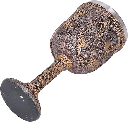 Miniatura 9 de Cáliz nórdico, cáliz hecho a mano, copa de vino nórdica con revestimiento de acero inoxidable carcasa de resina decorativa retro taza de cerveza