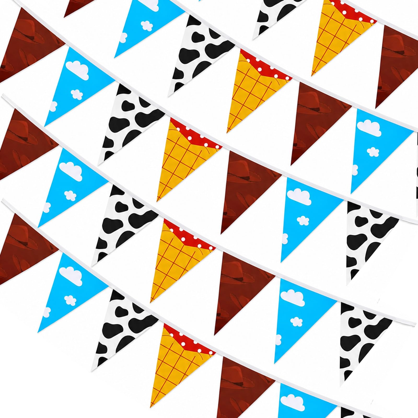 5 Pcs Cartoon Birthday Banner Party Ornaments with Sky Blue and Cow Print