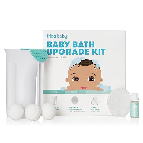 Frida Baby Kit de actualización de baño para bebés Esenciales de baño para bebés y niños pequeños, taza de enjuague, cepillo de silicona para baño, Frida Baby Kit de actualización de baño para bebés Esenciales de baño para bebés y niños pequeños, taza de enjuague, cepillo de silicona para baño,