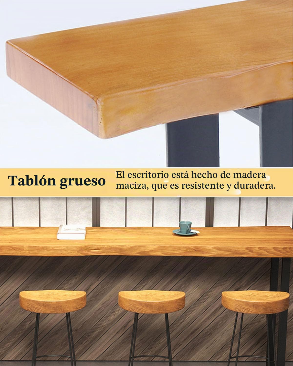 Mesa De Bar Larga Y Estrecha Mesa De Comedor Mesa De Cocina Moderna Mesa De Bar Extra Larga, Mesa De Pub Rectángulo De Madera, Patio Restaurante Mesa De Bistró Para Sala De 47.2"Lx15.7"Wx41.3"H